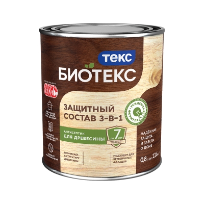 Антисептик декоративный для дерева Текс Bioteks 2-в-1/3-в-1 махагон (0.8 л)