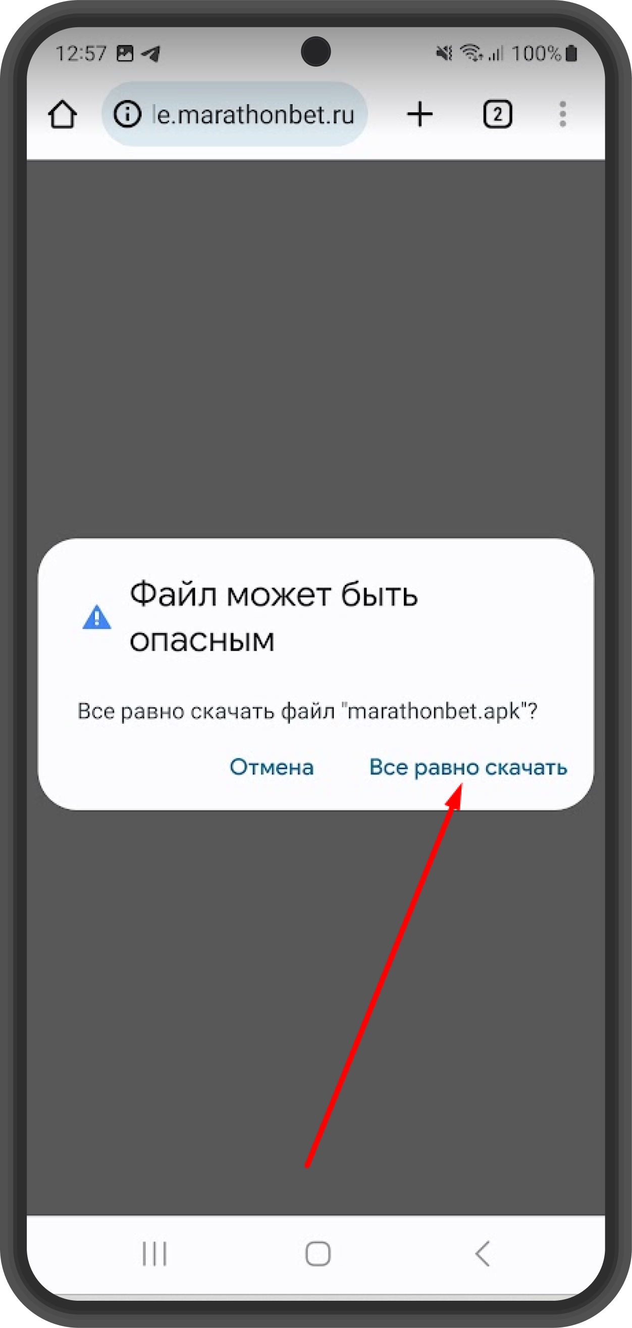Начните скачивание приложения