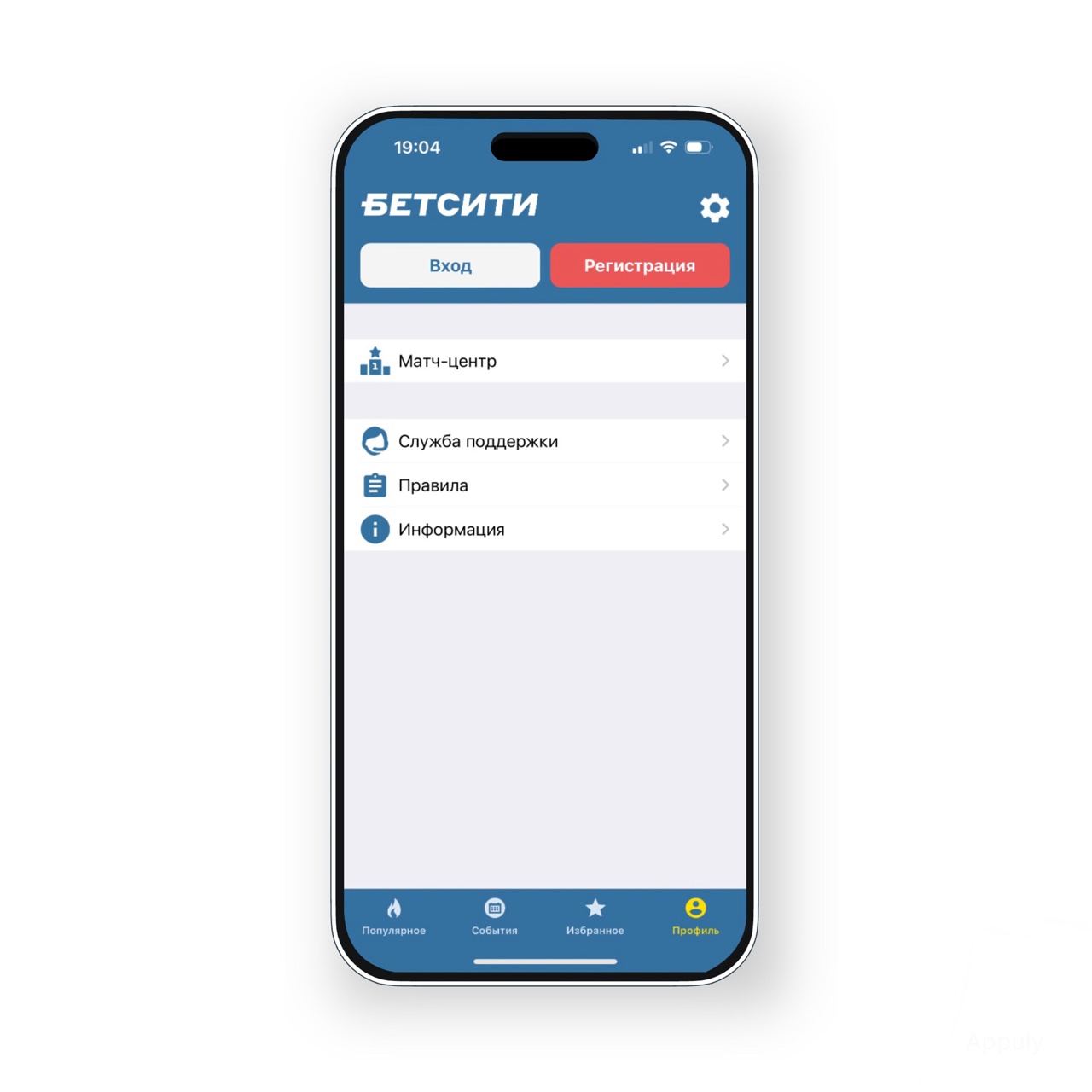 Функции приложения Betcity