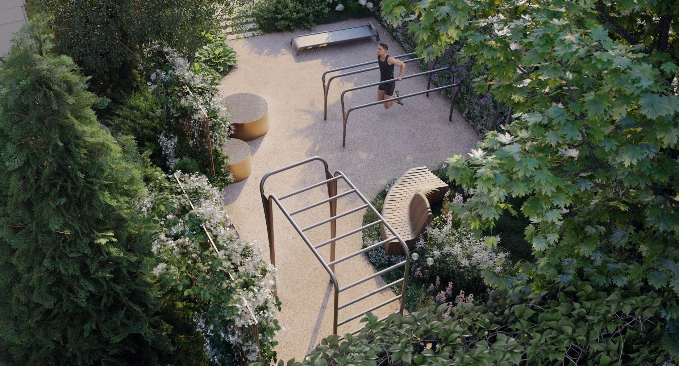 Зона для воркаута с тренажёрами