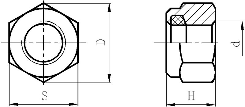 Чертеж гайки м5