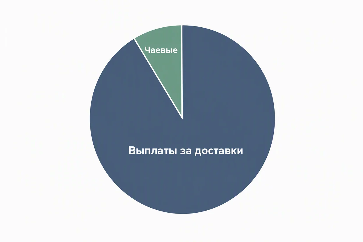 Чаевые курьеру Самокат в структуре дохода курьера-партнёра — круговая диаграмма
