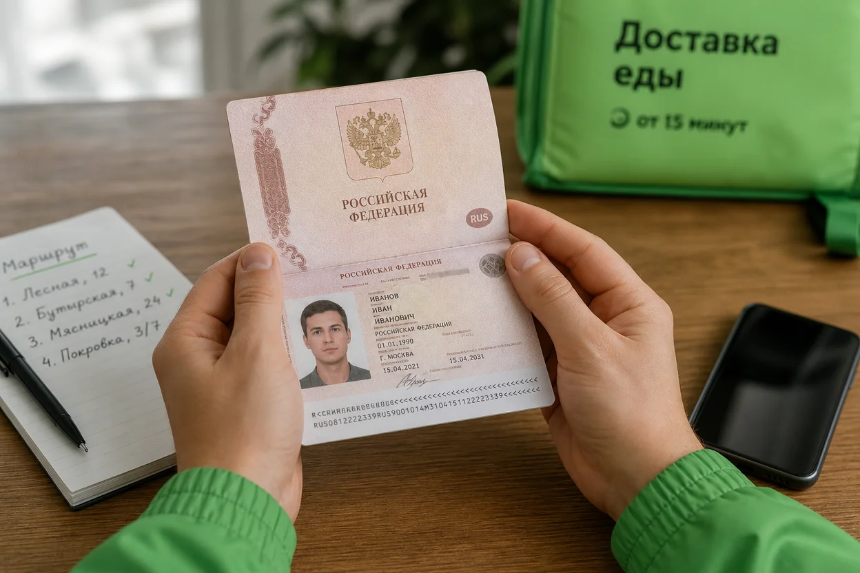 Как устроиться курьером в Самокат шаг 1: проверка паспорта и возраста 18 плюс