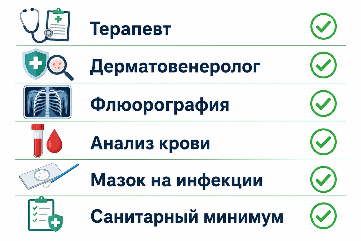 Медосмотр курьера для доставки еды — список врачей и анализов для санитарной книжки