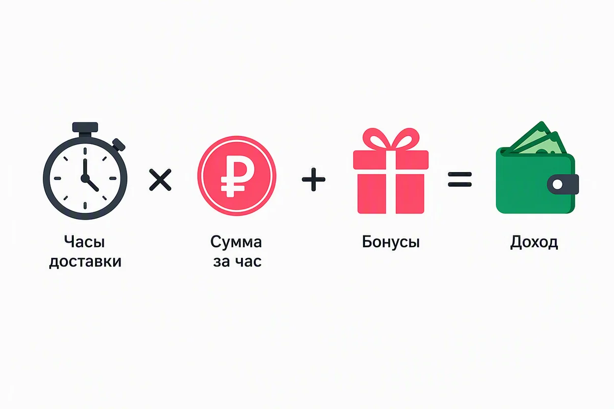 Доход велокурьера — схема расчёта дохода по часам и слотам доставки