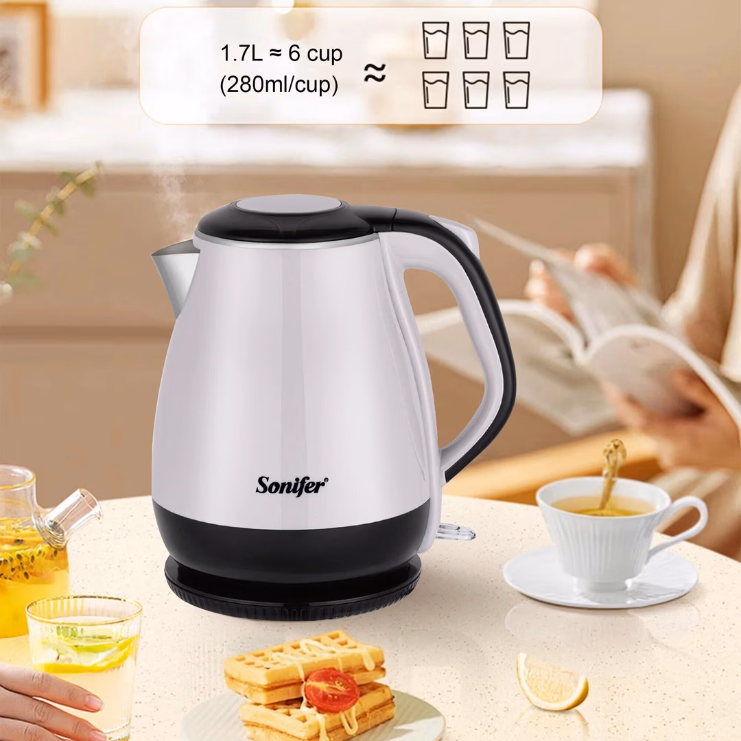 Электрический чайник Sonifer SF-2114, белый, 1,7 л, 1500 Вт, металлический корпус