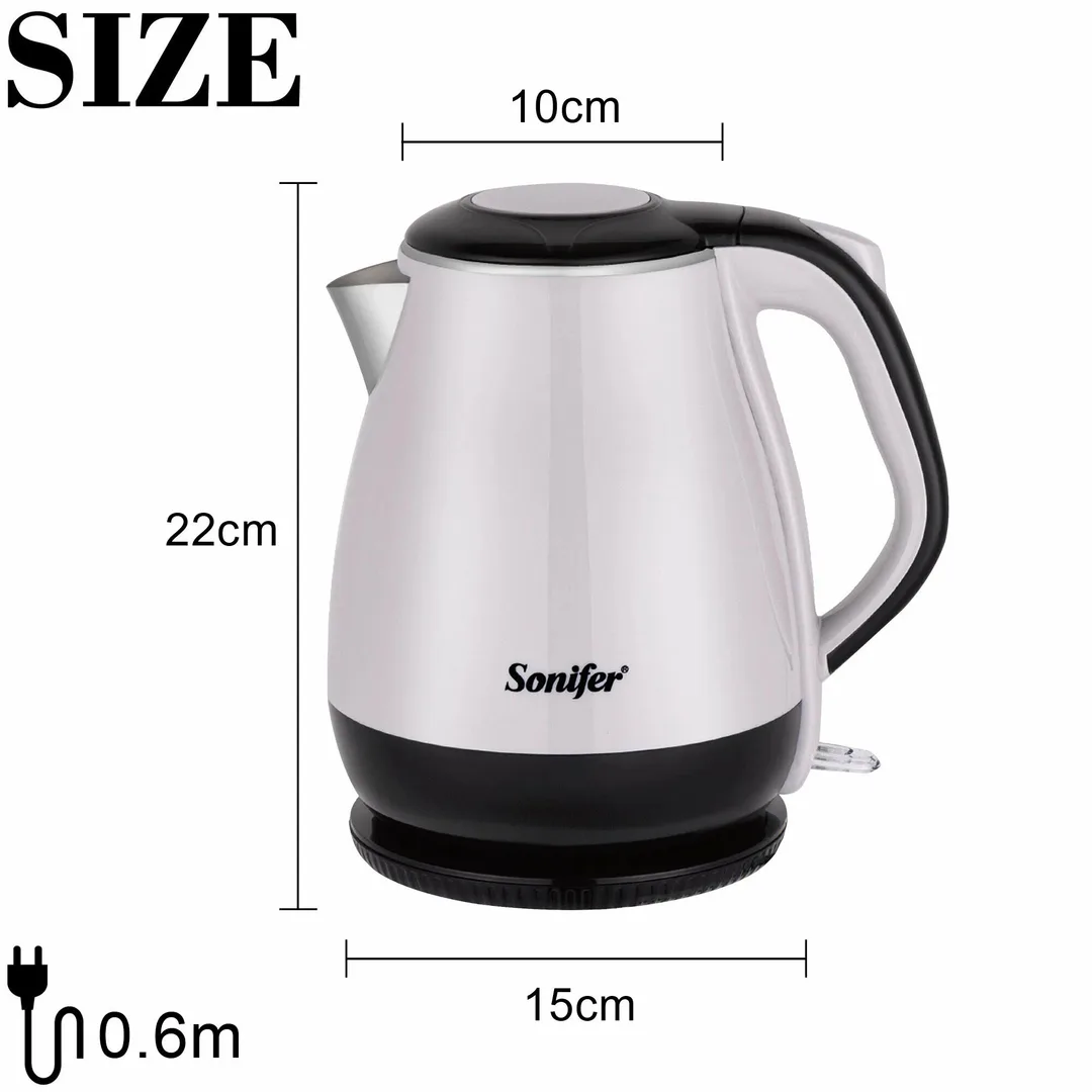 Электрический чайник Sonifer SF-2114, белый, 1,7 л, 1500 Вт, металлический корпус