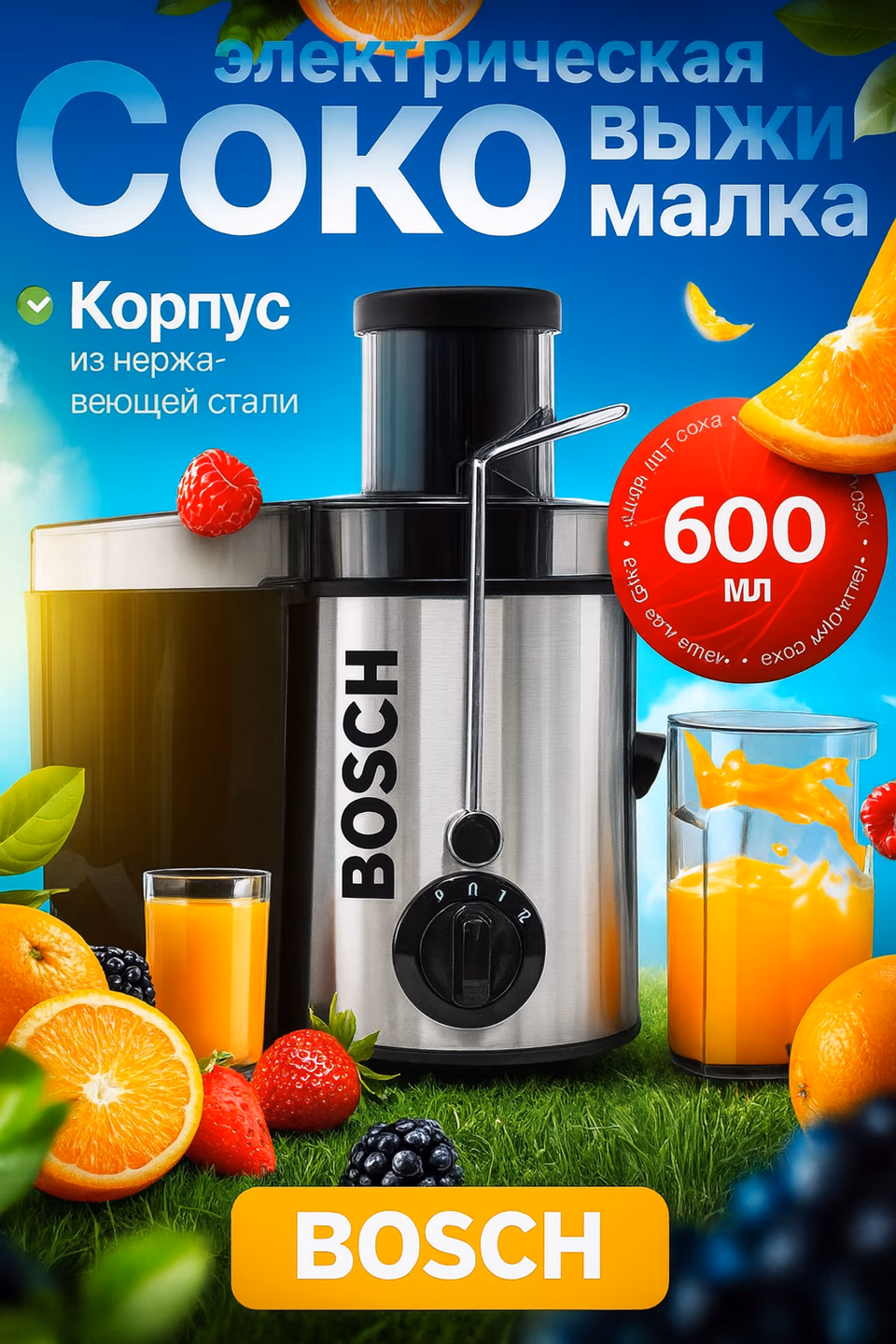 Sharbat chiqargich от компании "BOSCH", 3 режима скорости, 600 мл