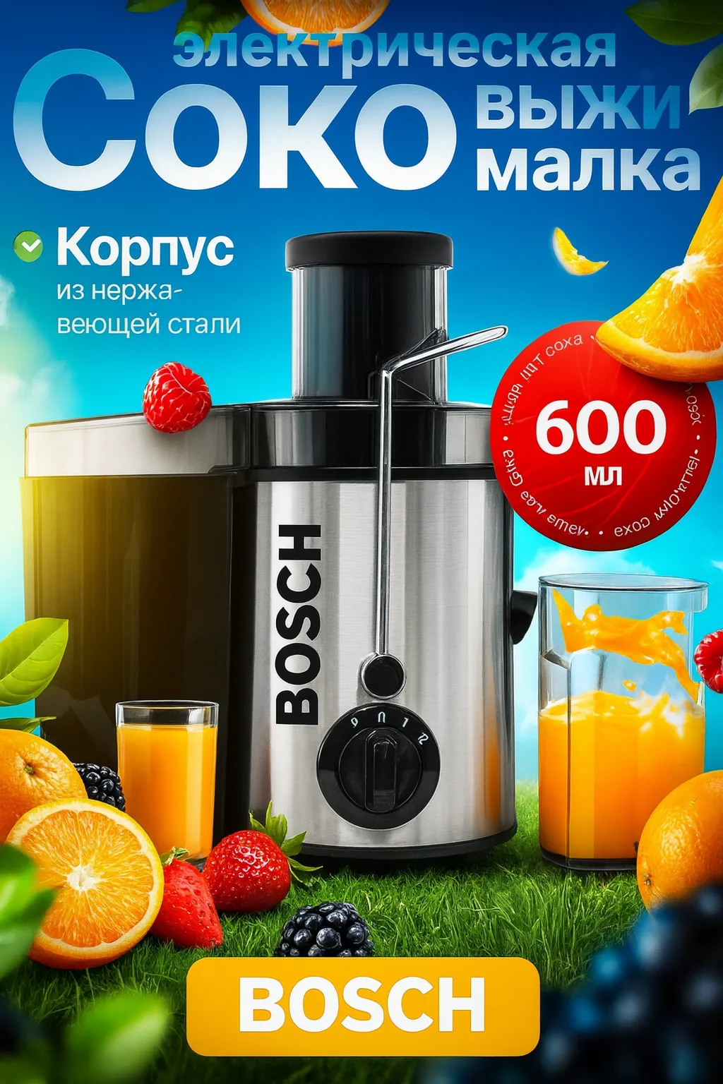 Sharbat chiqargich от компании "BOSCH", 3 режима скорости, 600 мл