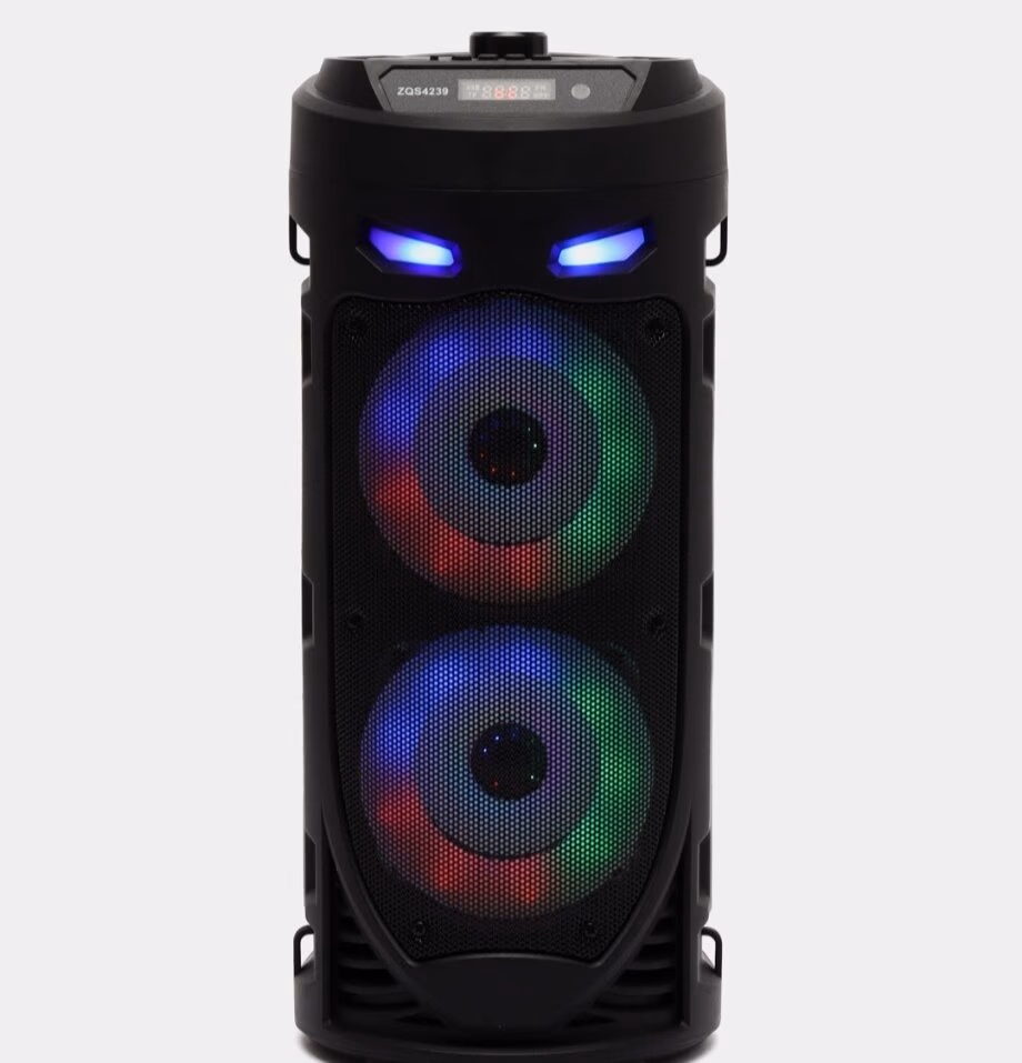 Колонка ZQS4239, беспроводная музыкальная караоке колонка с микрофоном, пультом управления и RGB подсветкой - 5