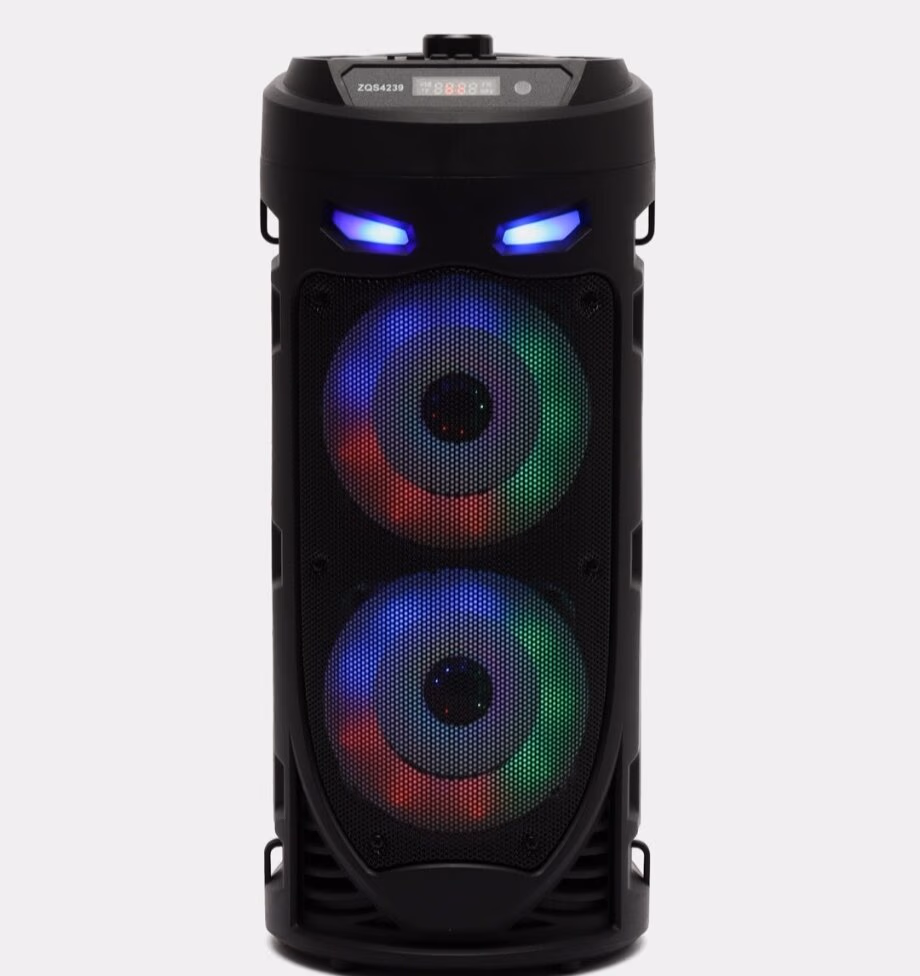 Колонка ZQS4239, беспроводная музыкальная караоке колонка с микрофоном, пультом управления и RGB подсветкой - 6