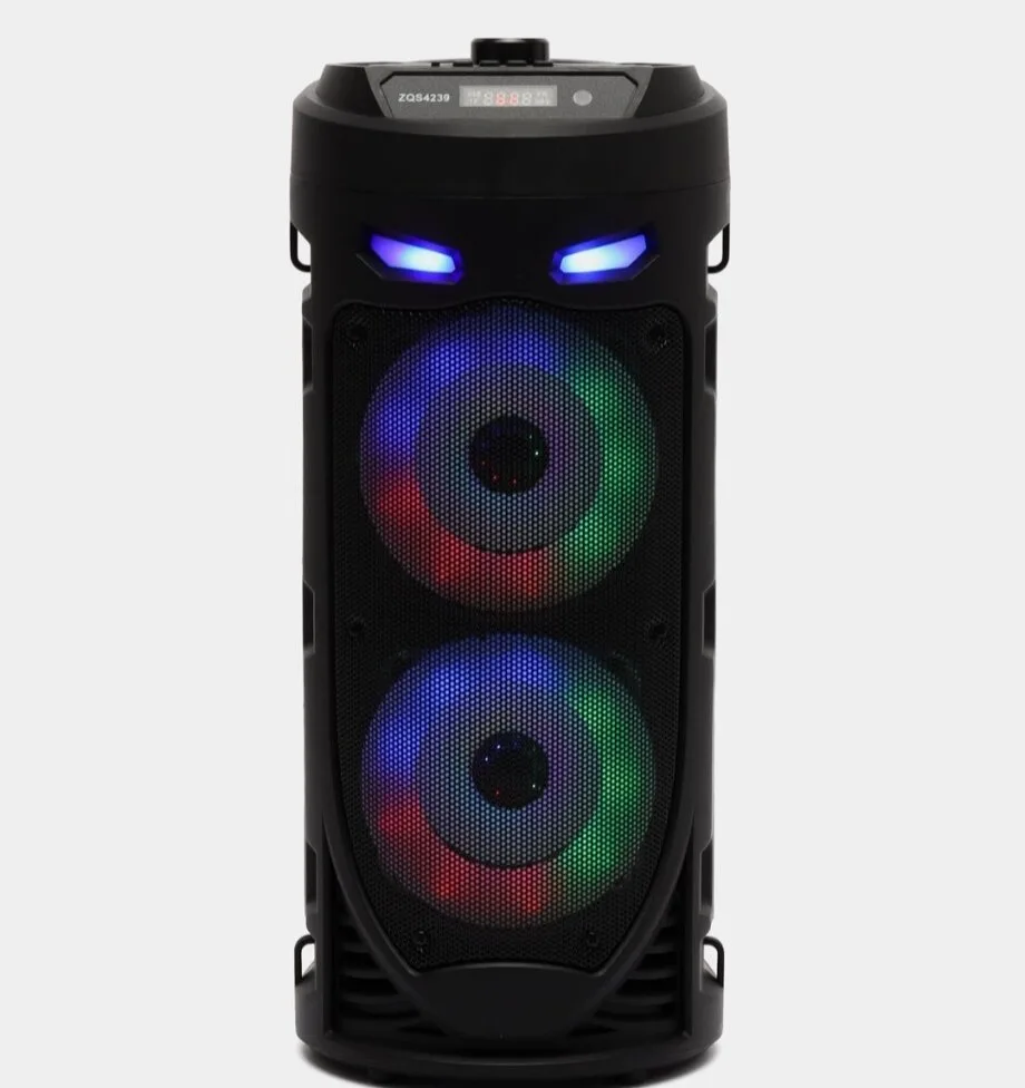 Колонка ZQS4239, беспроводная музыкальная караоке колонка с микрофоном, пультом управления и RGB подсветкой