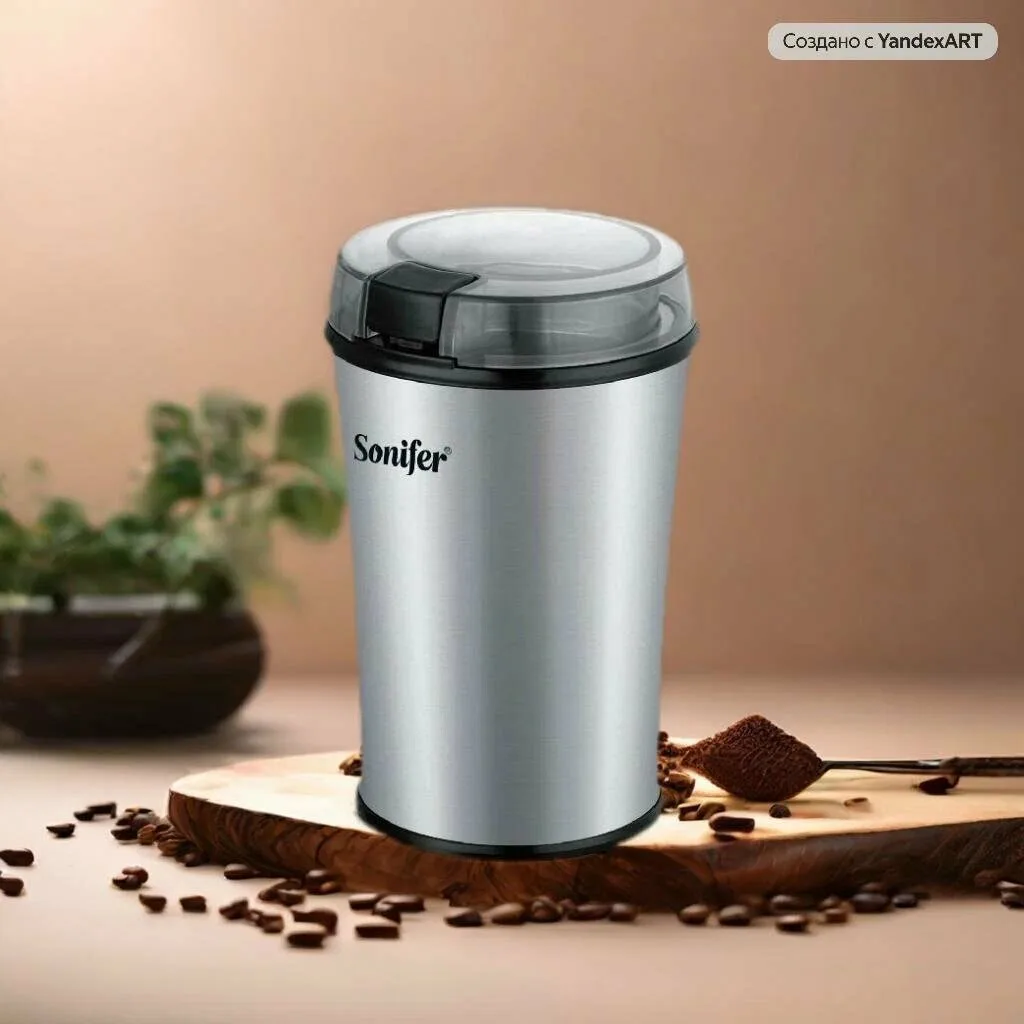 Kofe maydalagich Sonifer SF-3583, 160Вт, ротационный нож, серебристо-черная