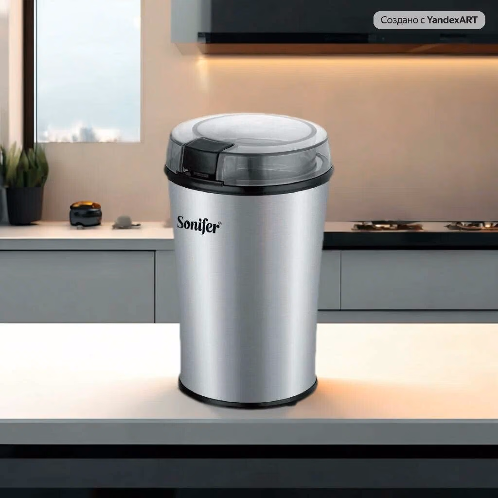 Kofe maydalagich Sonifer SF-3583, 160Вт, ротационный нож, серебристо-черная - 2