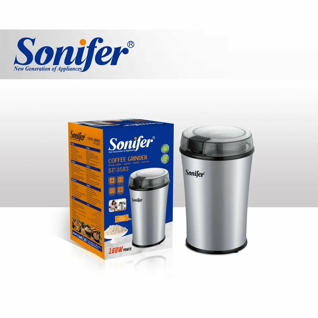 Kofe maydalagich Sonifer SF-3583, 160Вт, ротационный нож, серебристо-черная