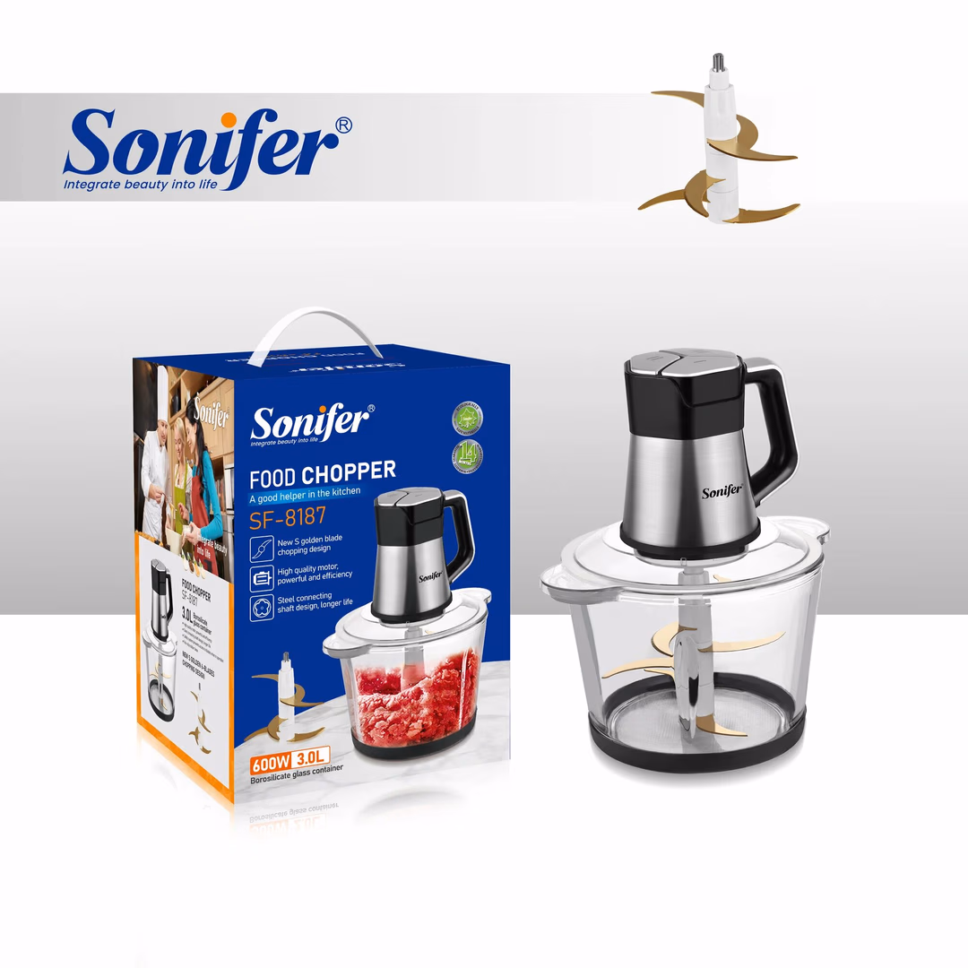 Maydalagich Sonifer SF-8187, 3 л, с золотым лезвием, электрический, 600Вт, с венчиком для взбивания - 3