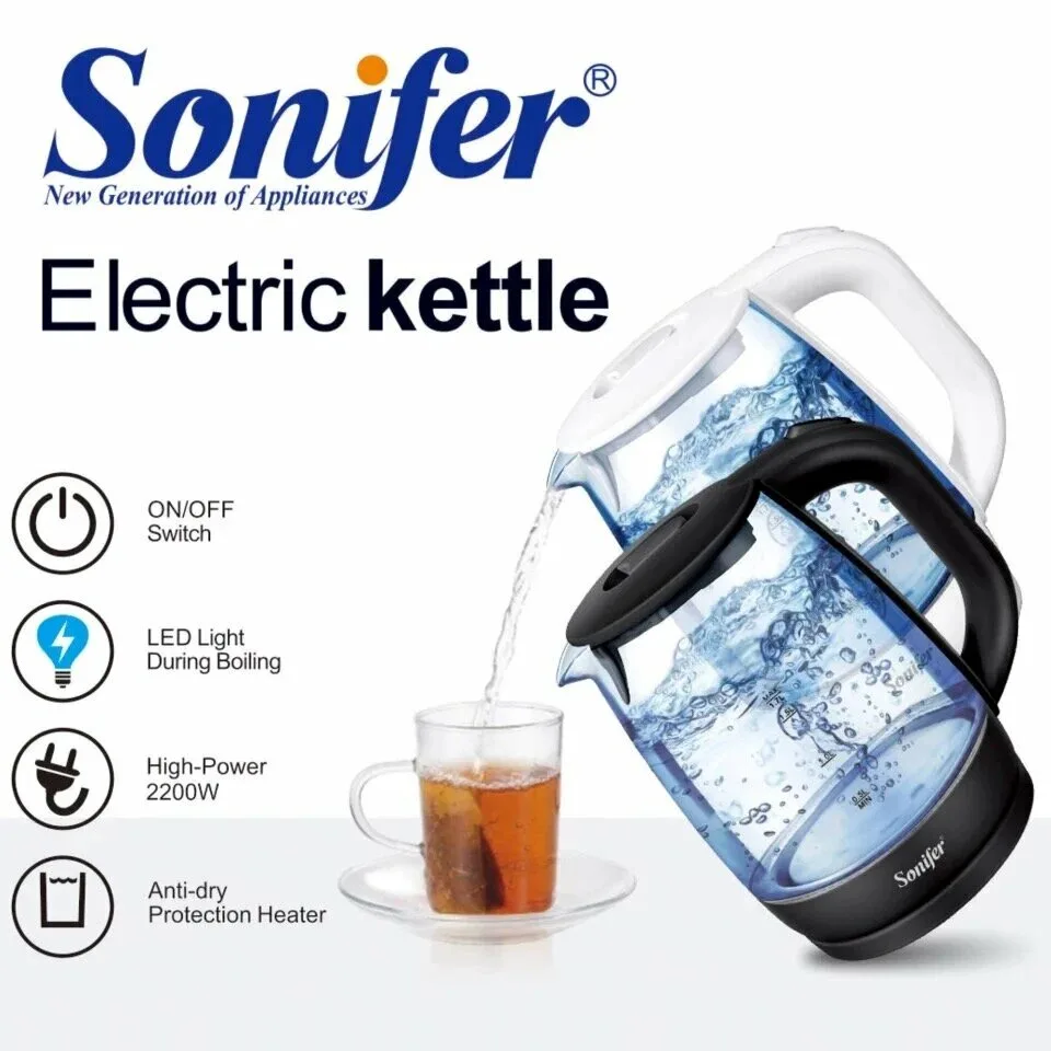 Электрический Elektr choynak Sonifer SF-2079, 2200Вт, с подсветкой, пластик/стекло, белый