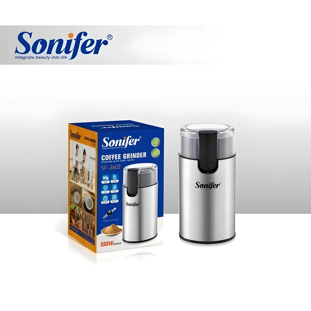 Kofe maydalagich Sonifer SF-3602, 100Вт, ротационный нож, серебристо-черная