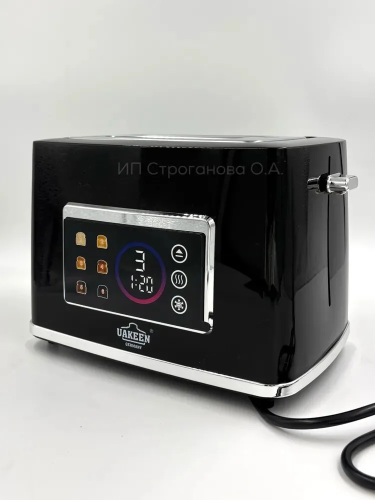 Toster Uakeen (Qora, Displeyli), non va buterbrod uchun, 1000W