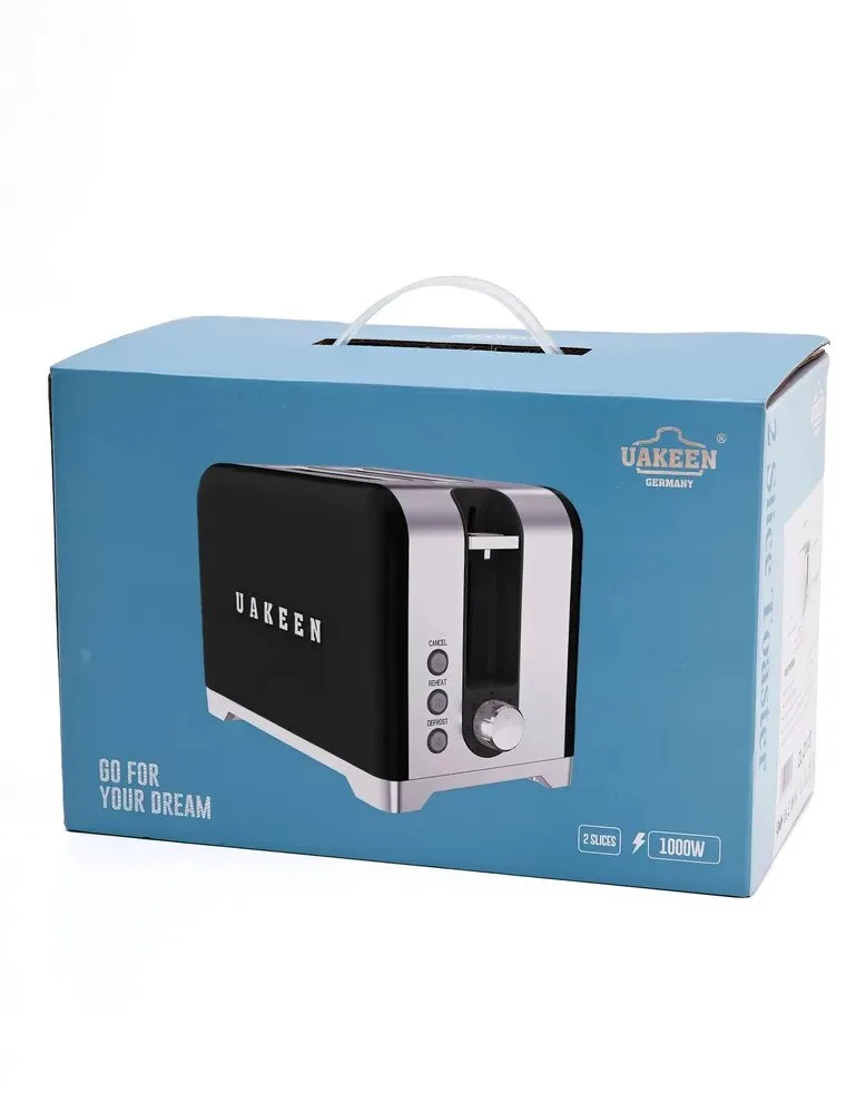 Toster Uakeen (Qora), non va buterbrod uchun, 1000W