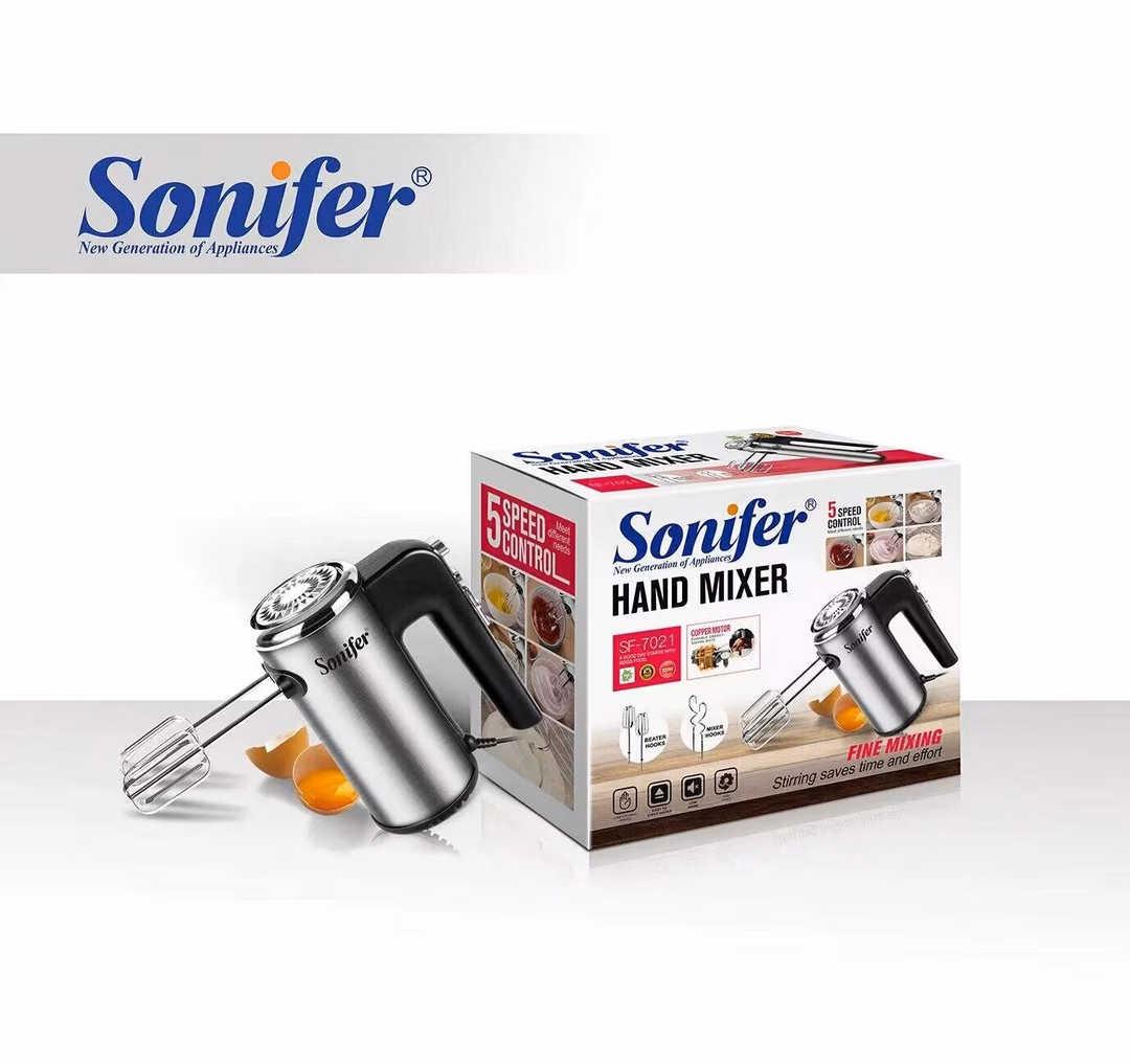 Qo'l mikseri Sonifer SF-7021, 300W, 5 скоростей, турборежим, импульсный режим, черный