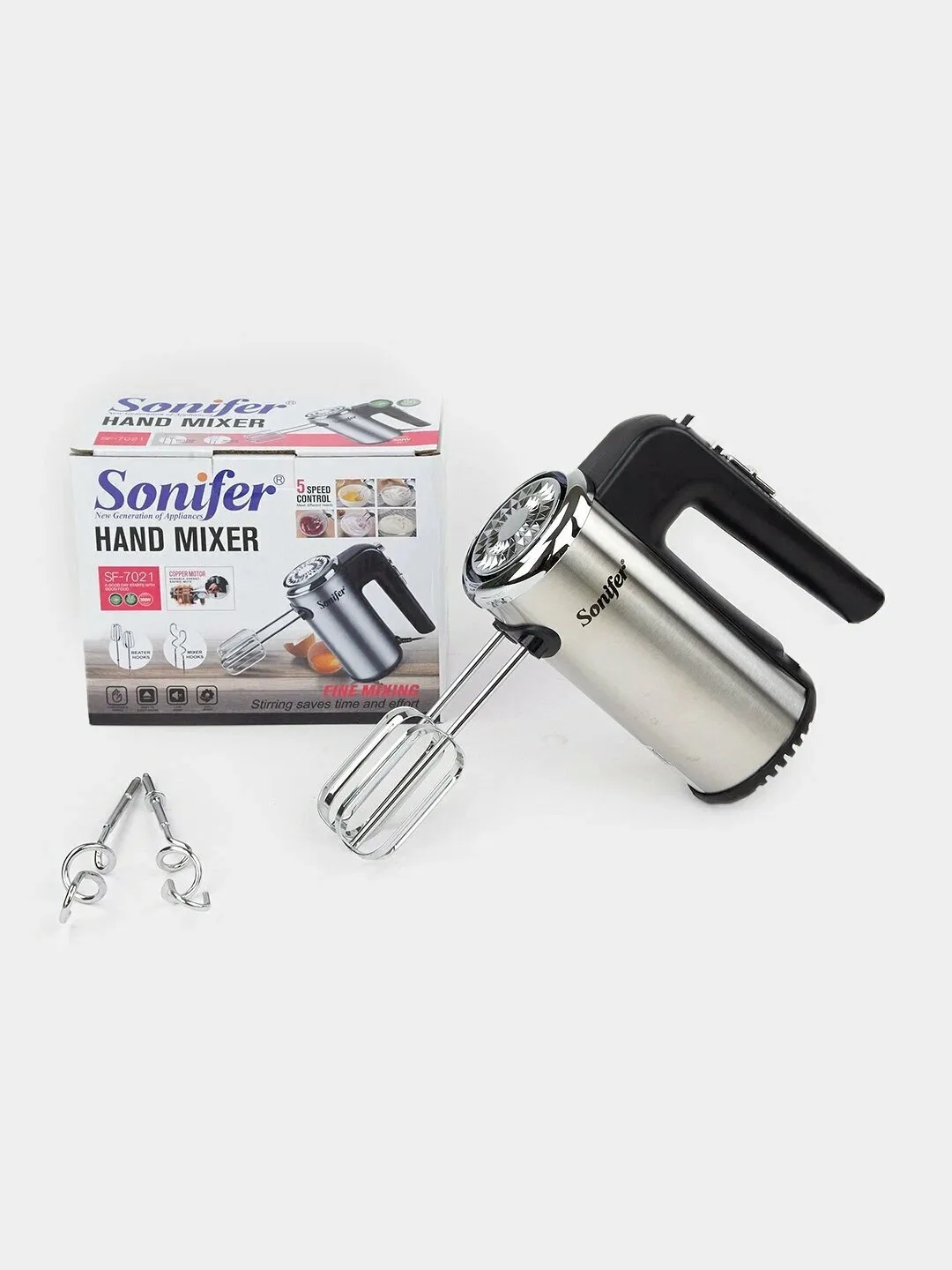 Qo'l mikseri Sonifer SF-7021, 300W, 5 скоростей, турборежим, импульсный режим, черный