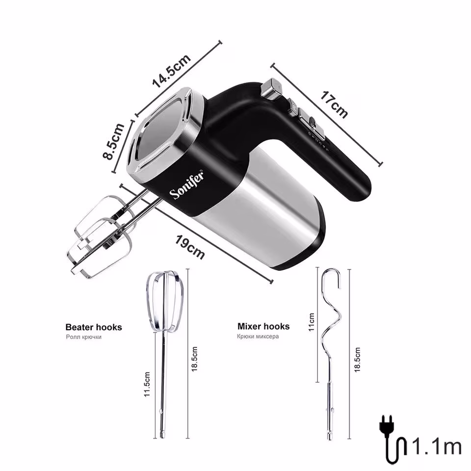 Qo'l mikseri Sonifer SF-7017, 5 скоростей, турбо-функция, мощность 500Вт - 5