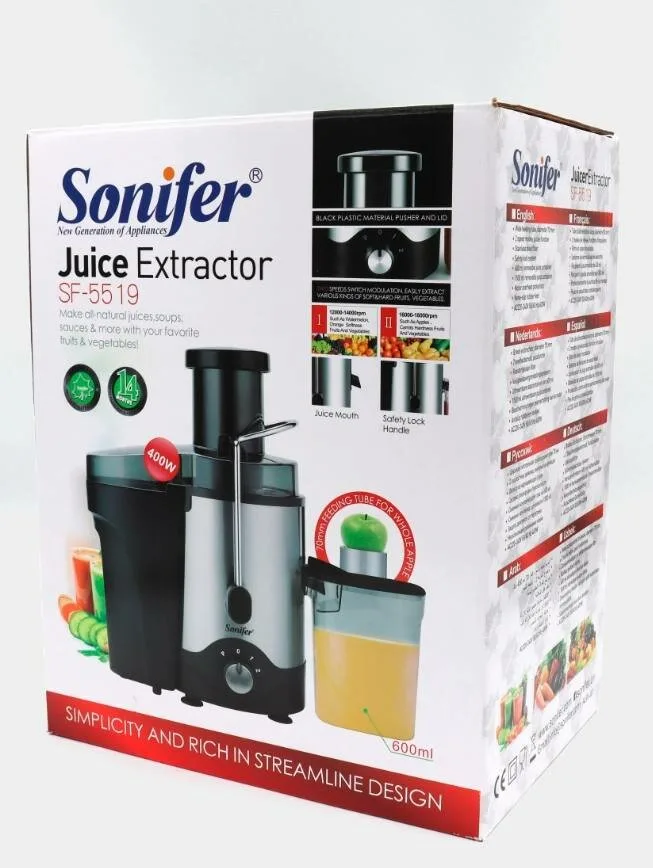 Sharbat chiqargich Sonifer SF-5519, центробежный отжим, белый/черный, 400 Вт