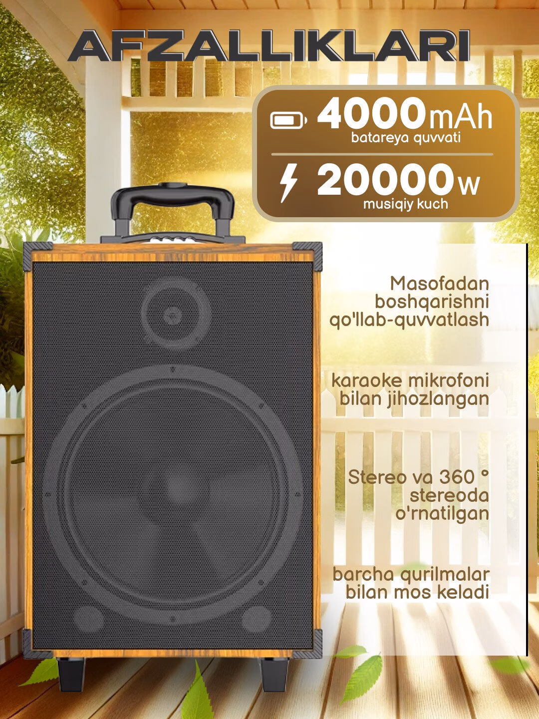 Portativ karaoke kalonka, simsiz kalonka с микрофоном Bluetooth, с пультом - 9