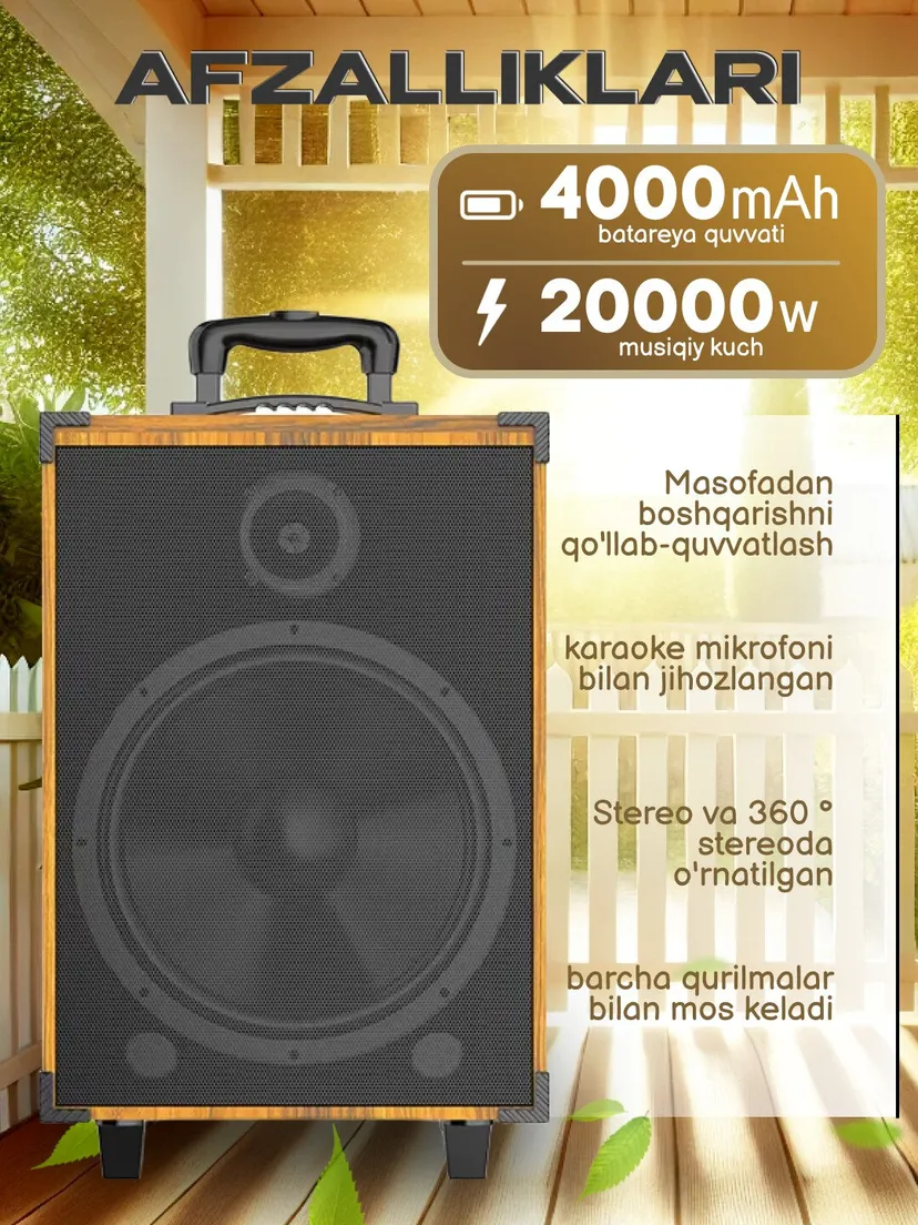 Портативная беспроводная Bluetooth колонка Sing-e KALONKA, Черный