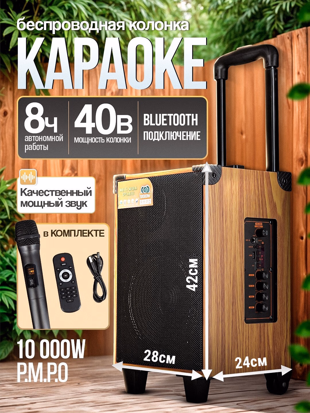 Portativ karaoke kalonka, simsiz kalonka с микрофоном Bluetooth, с пультом