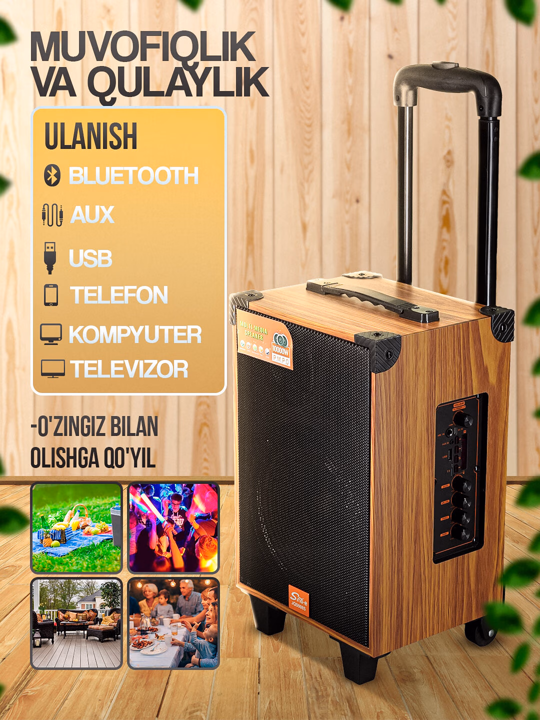 Portativ karaoke kalonka, simsiz kalonka с микрофоном Bluetooth, с пультом - 5