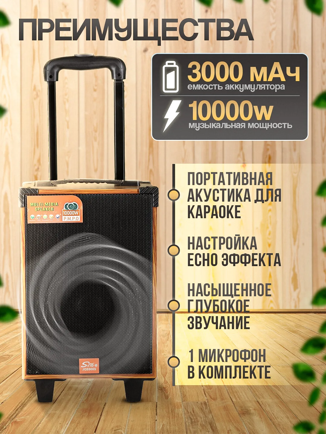 Portativ karaoke kalonka, simsiz kalonka с микрофоном Bluetooth, с пультом