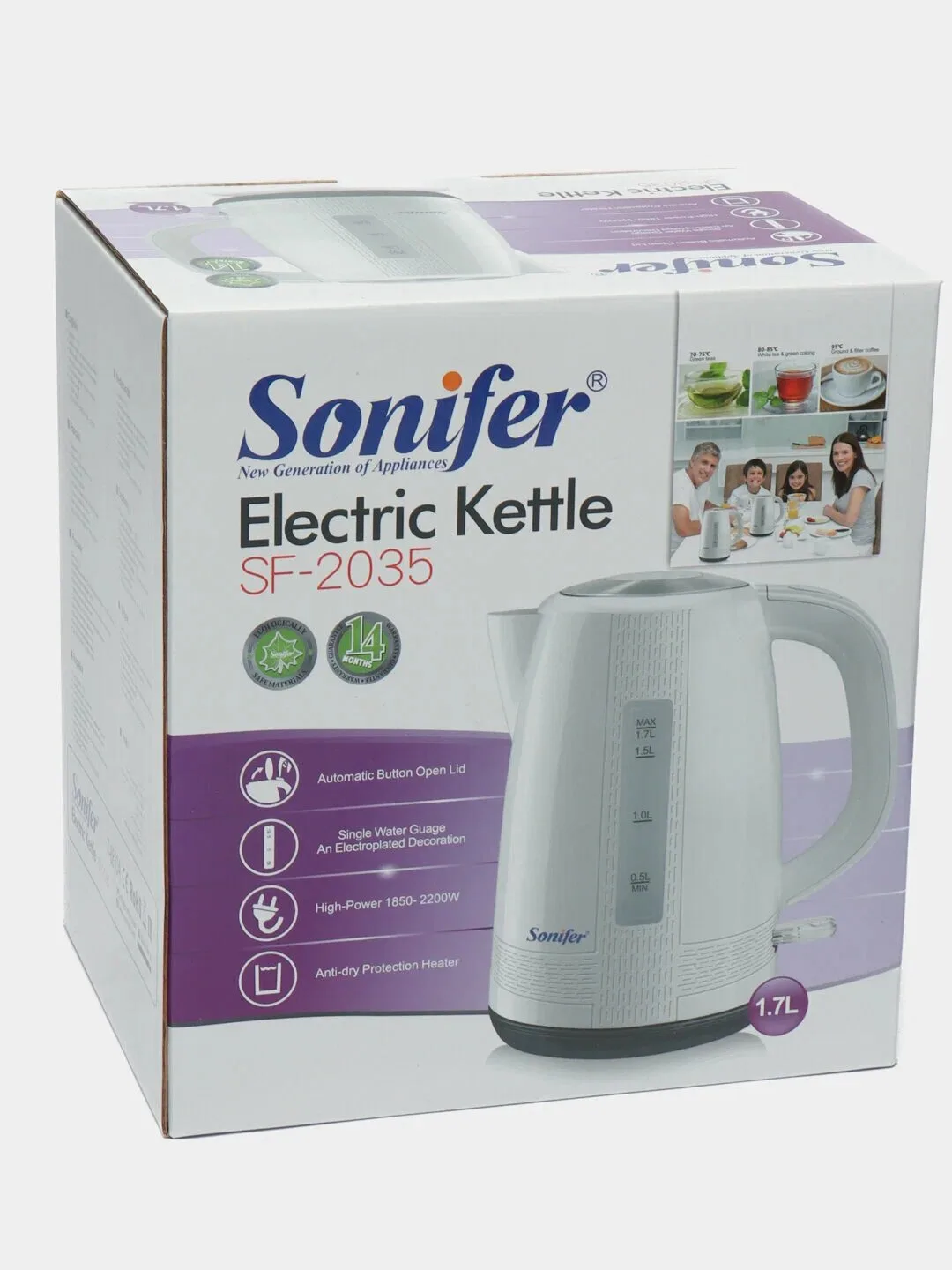 Электрический Elektr choynak Sonifer SF-2035, мощность 2200Вт, пластик, 1,7л
