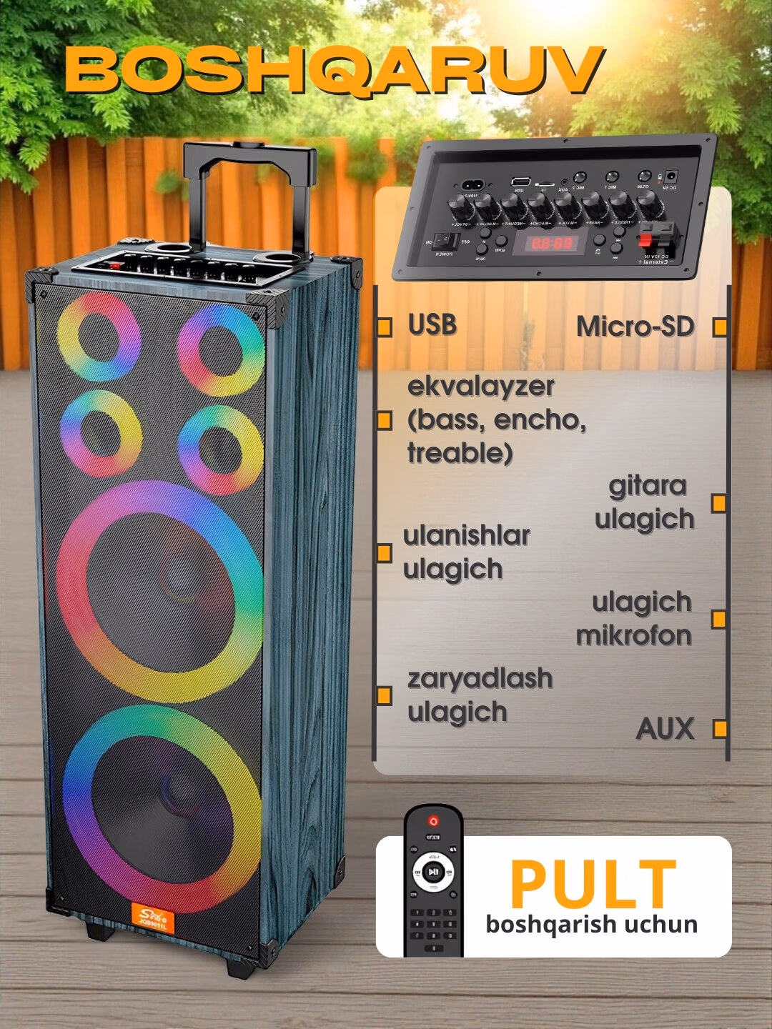 Portativ karaoke kalonka, simsiz kalonka с микрофоном Bluetooth, с пультом - 4