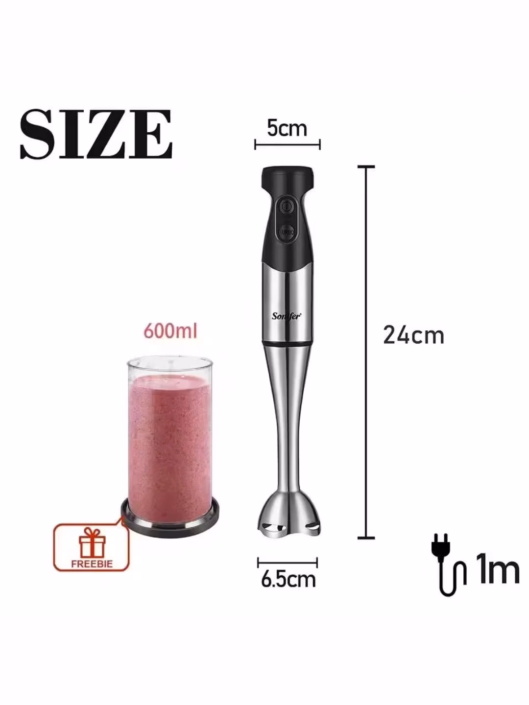 Qo'l blenderi Sonifer SF-8030, 0.6 л, 500 Вт турбо - 7