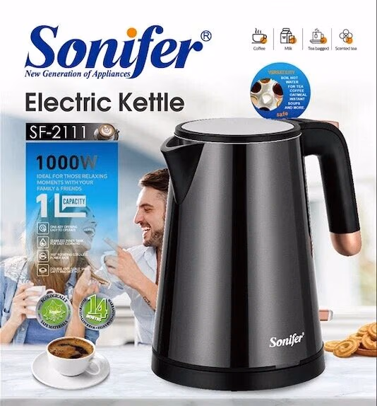 Elektr choynakSonifer SF-2111, металлический, блокировка без воды, 1л - 2