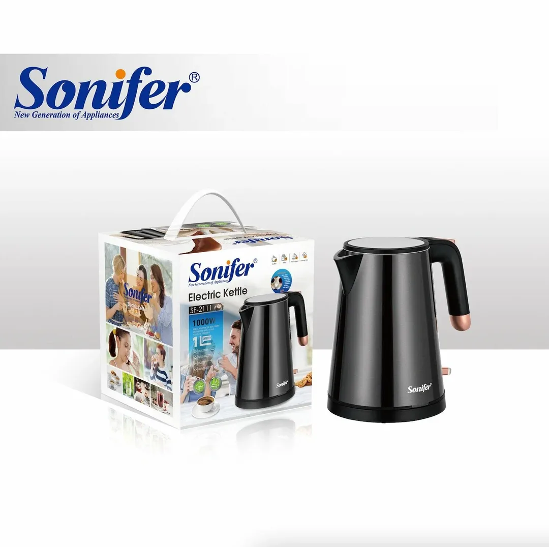 Чайник Sonifer SF-2111, металлический, блокировка без воды, 1л