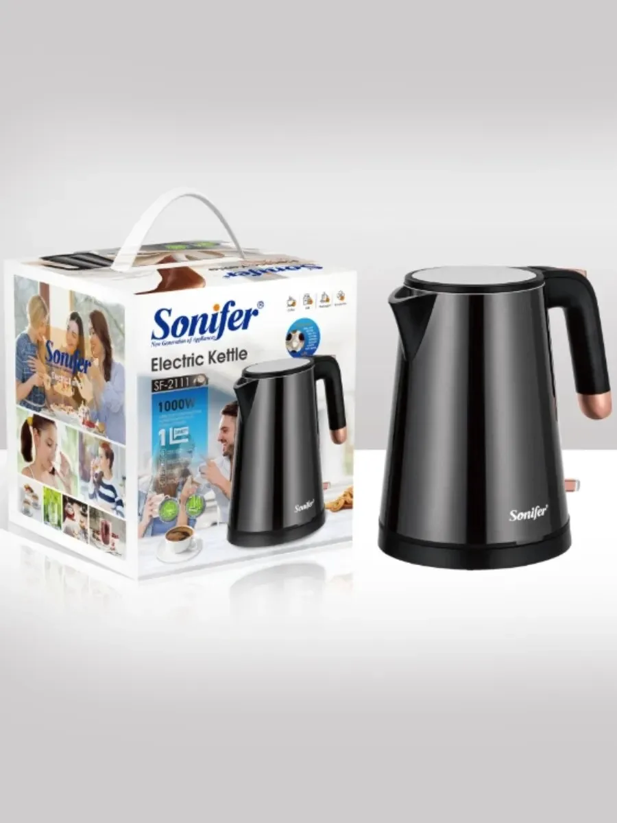 Чайник Sonifer SF-2111, металлический, блокировка без воды, 1л