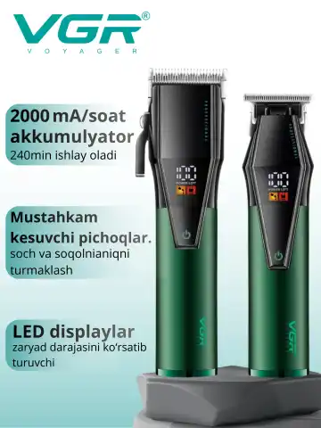VGR V-677 Soch va soqol mashinkasi, 2000mAh batareya, 240 daq ishlash vaqt