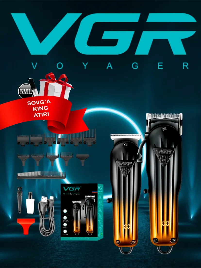 VGR V-646 Soch va soqol trimmeri, PCH po'lat pichoqli, 1200mAh batareya