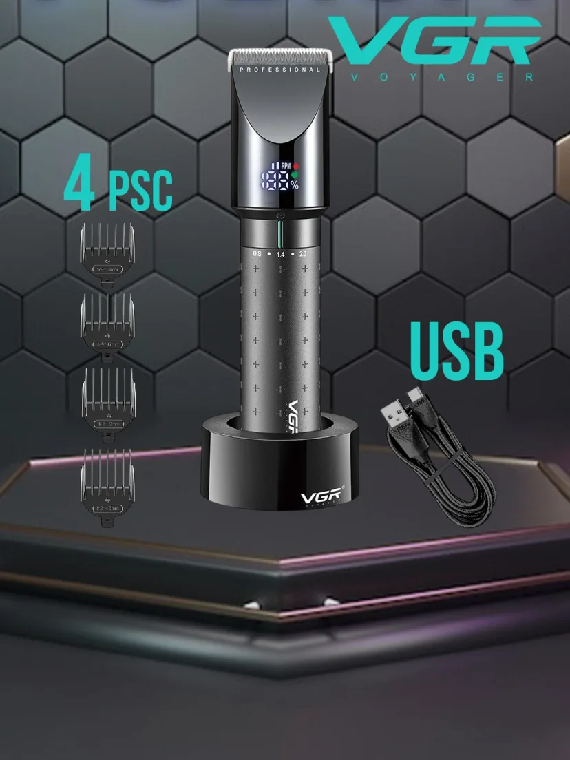 VGR V-698 soch va soqol mashinkasi, keramik pichoq, 2000mAh USB batareya