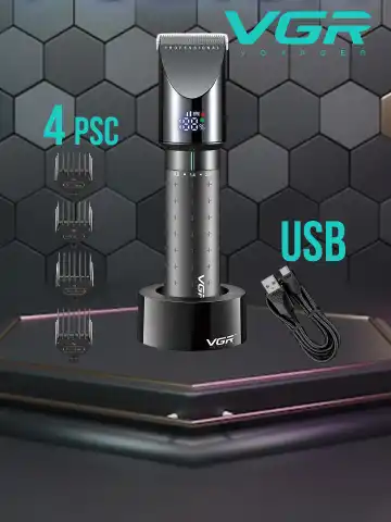 VGR V-698 soch va soqol mashinkasi, keramik pichoq, 2000mAh USB batareya