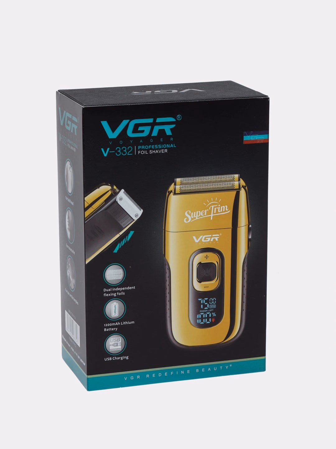 VGR V-332 Foil Trimmer: 1200mAh USB, Soqol va Soch Olish Mashinkasi