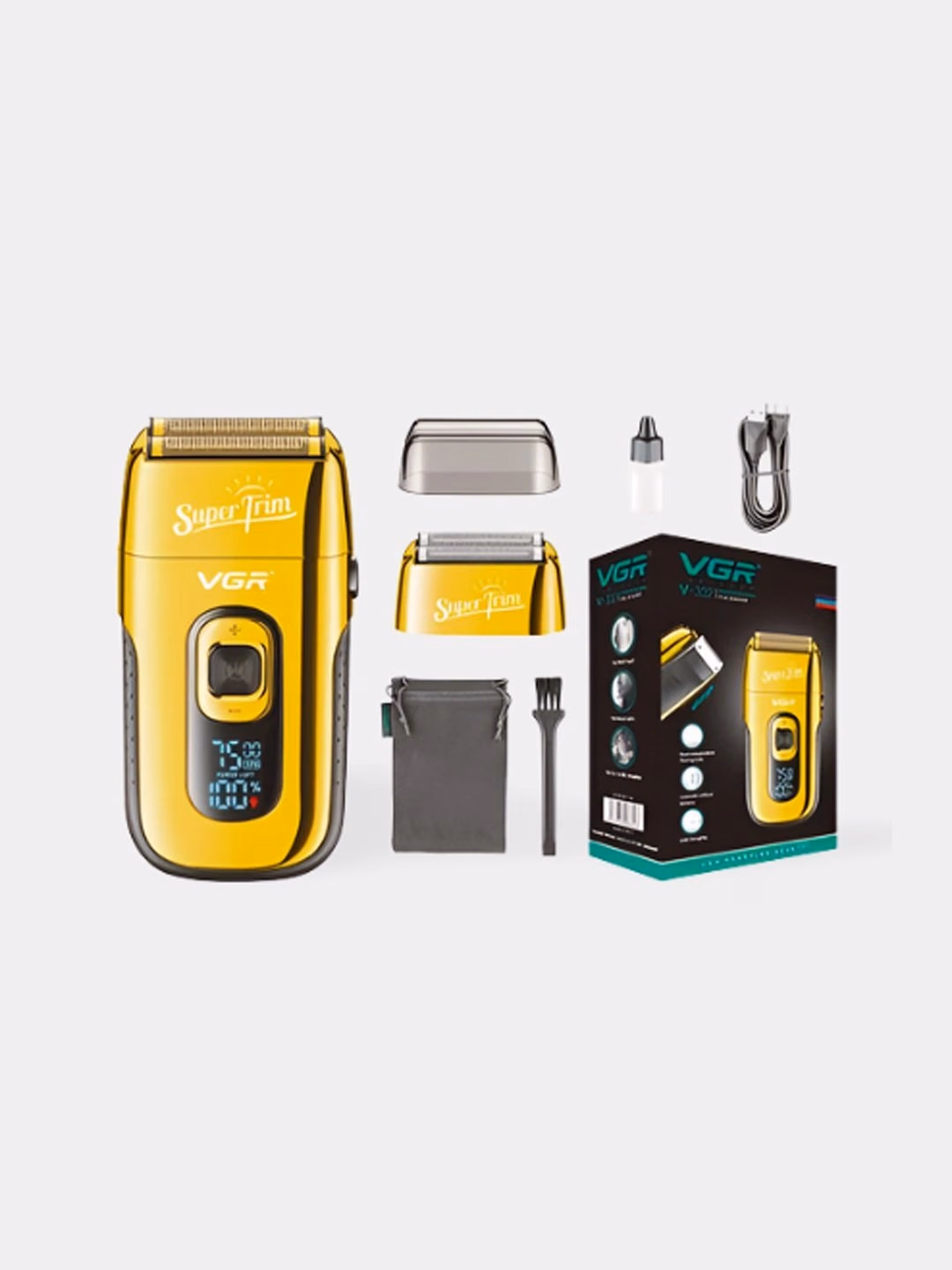 VGR V-332 Foil Trimmer: 1200mAh USB, Soqol va Soch Olish Mashinkasi - 2