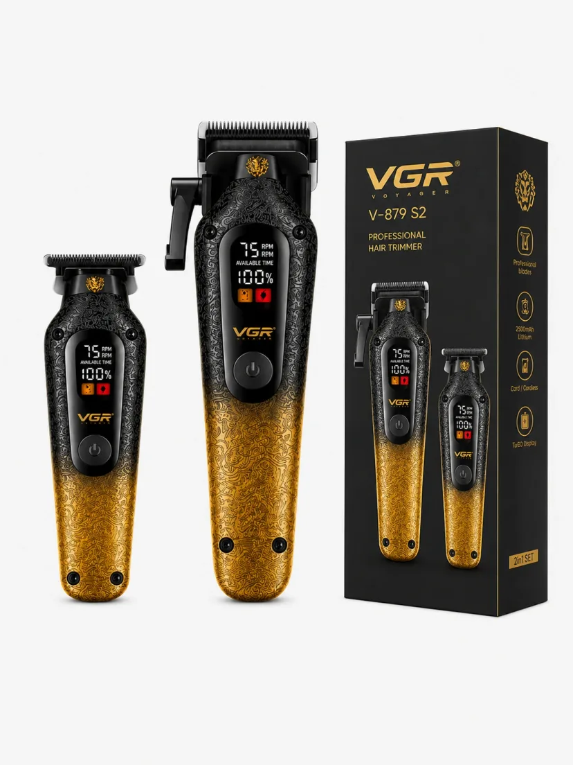 VGR V-879 S2 Soch Olish Mashinkasi va Trimmer: Titaniylangan Keramika, Turbo