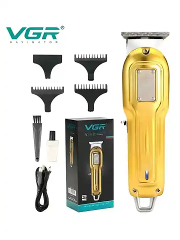 VGR V-919 Erkaklar uchun soqol va soch trimmeri — zanglamas pichoqli, USB shargas bilan