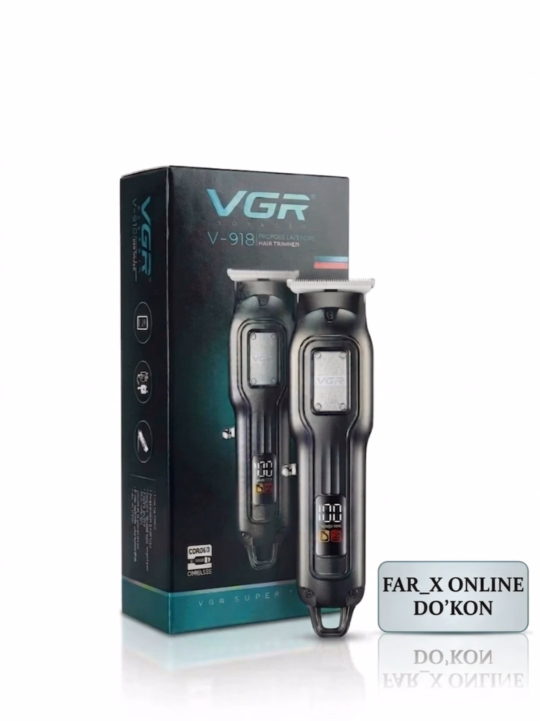 VGR V-918 trimmer: zanglamaydigan po'lat, USB, displey - 3