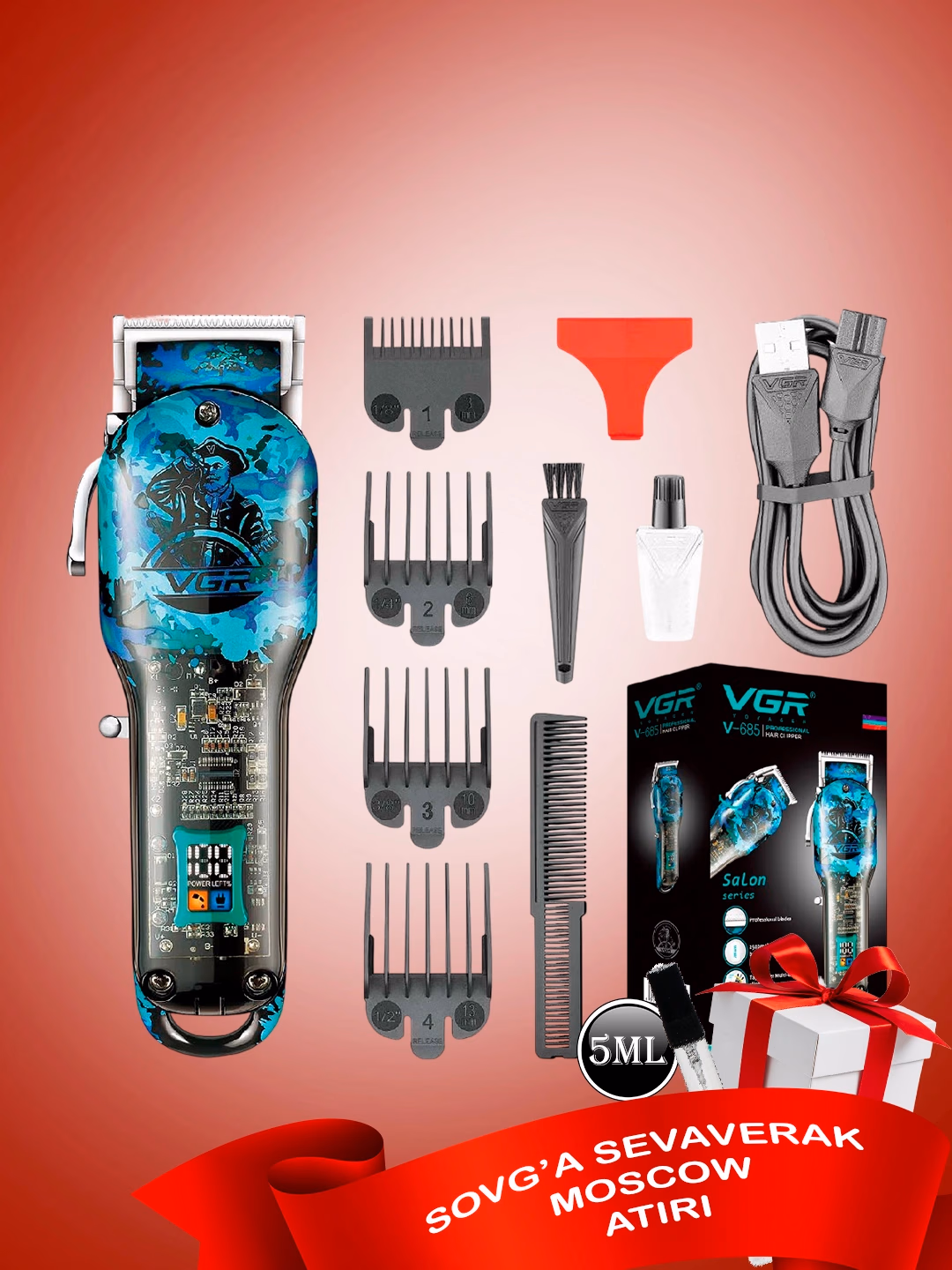 VGR V-685 Soqol trimmeri 1800mAh 90 min + Sevaverek parfyum