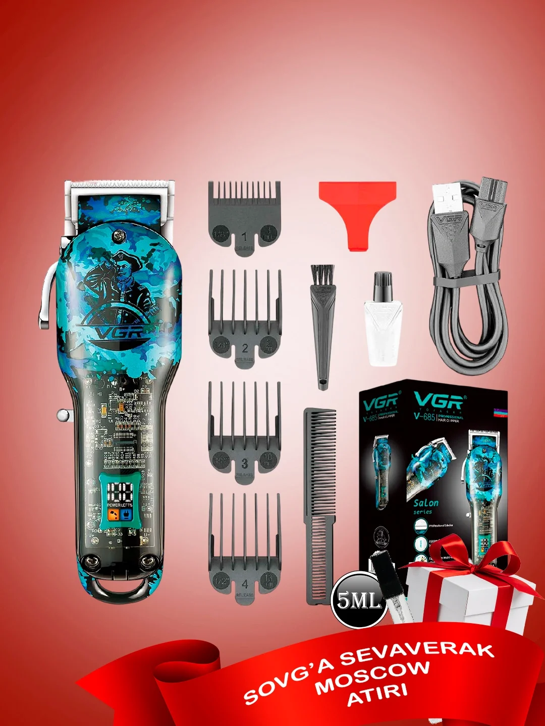 VGR V-685 Soqol trimmeri 1800mAh 90 min + Sevaverek parfyum - Asosiy rasm